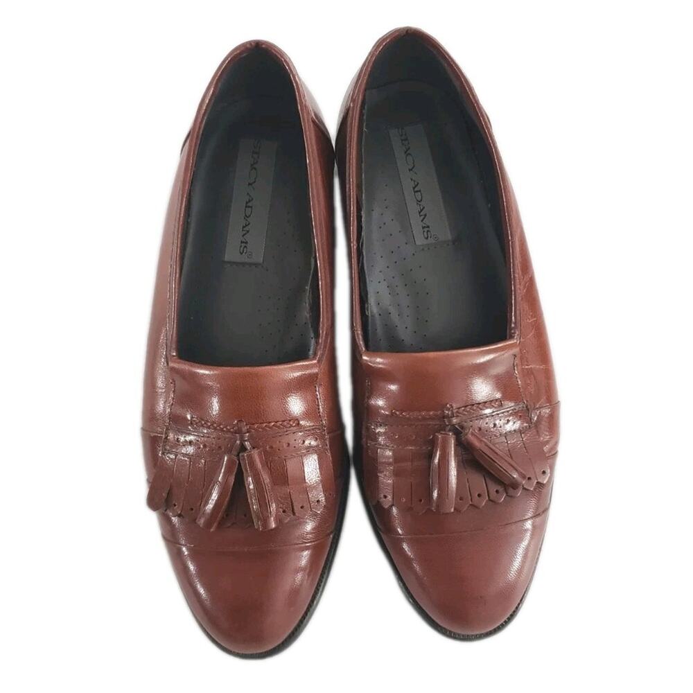 Stacy Adams Loafers Men Size 8.5 Leather Slip On Tassel Shoes